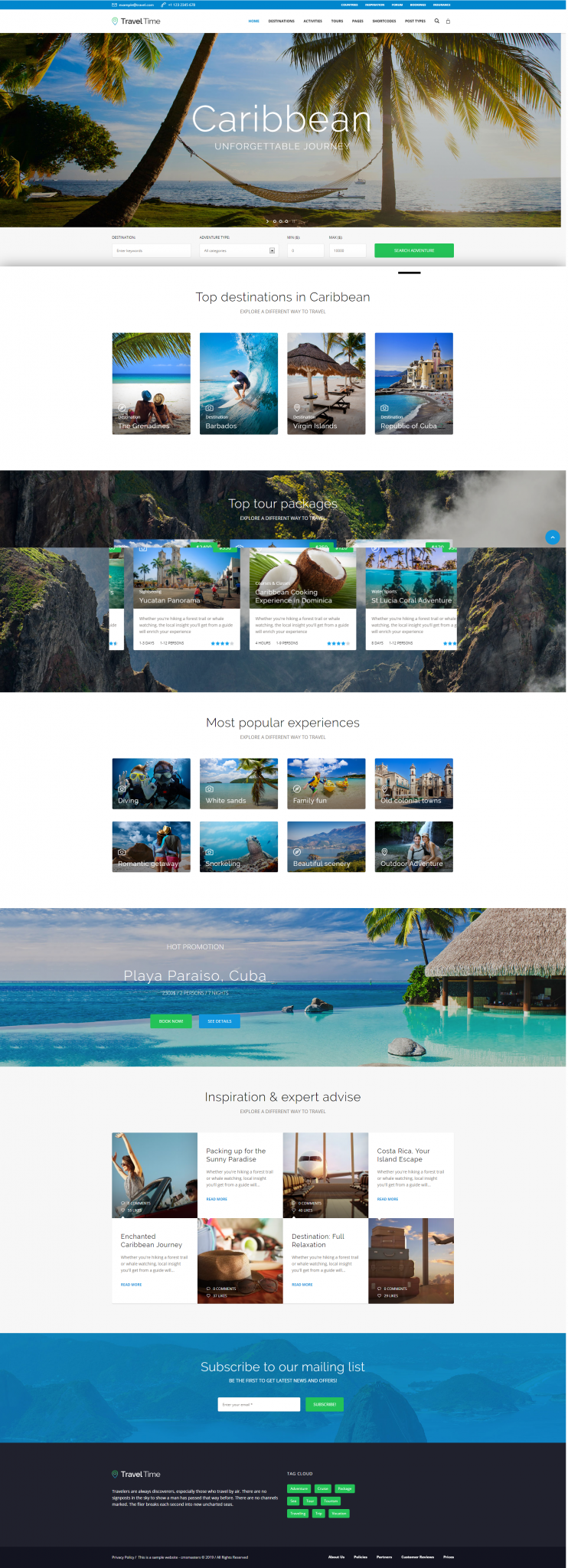 Mẫu web du lịch Caribbean